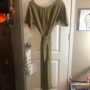 WIDE LEG EVERLANE OLIVE GREEN JUMPSUIT